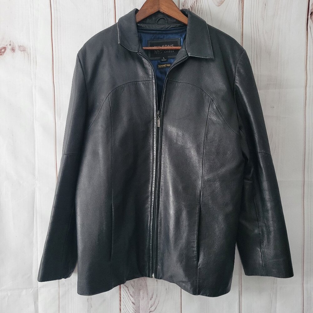Black Wilsons Leather Pelle Studio Women’s L Jacket w/ Blue Removable Thinsulate